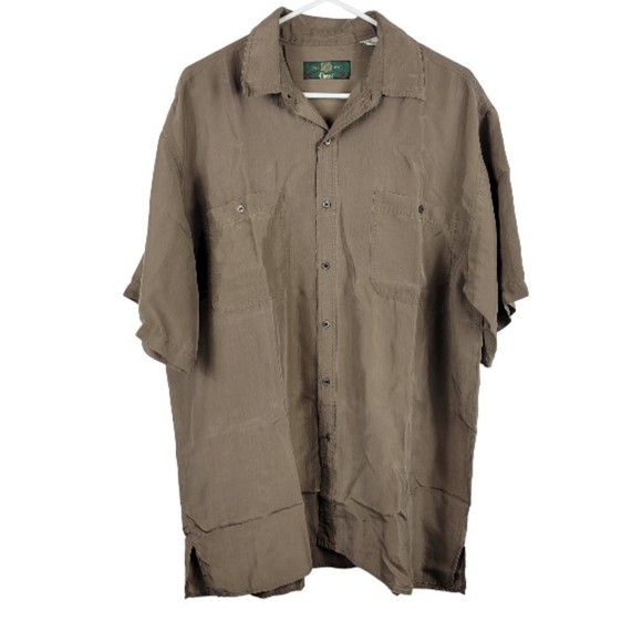 Orvis Other - Orvis Mens Sporting Traditions Short Sleeve Brown 100% Silk Size XL
